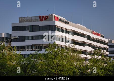 Sede centrale del portale orizzontale Wirtualna Polska del WP Group a Varsavia, capitale della Polonia Foto Stock