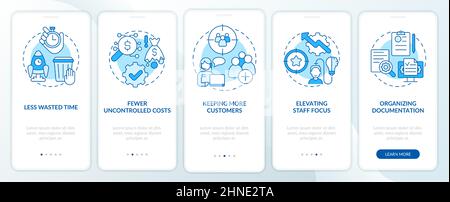 Vantaggi di BPA nella schermata dell'app mobile banking blue onboarding Illustrazione Vettoriale