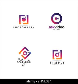 Fotografia Camera Logo icona Design Set Collection Illustrazione Vettoriale