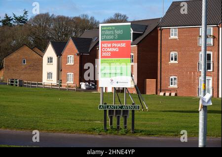 Grande segno che dichiara Miller Field fase 3 su Atlantic Avenue di recente costruzione immobiliare in norfolk Foto Stock