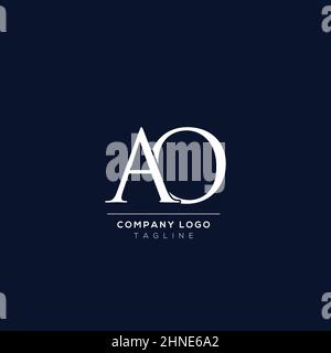 Modello creativo con logo AO in lettere minimal. Illustrazione Vettoriale