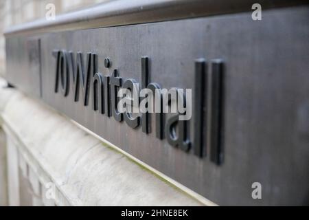 Westminster, Londra, Regno Unito. 16th Feb 2022. 70 Whitehall, l'ufficio del gabinetto, segno fuori oggi. Credit: Imagplotter/Alamy Live News Foto Stock