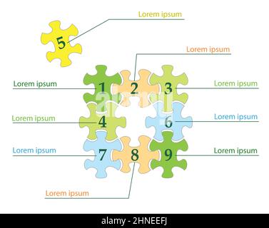 puzzle colorati infografica come modello di business - vettore Illustrazione Vettoriale