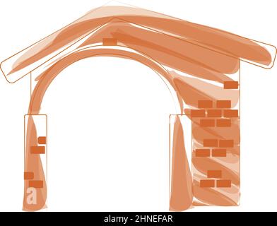 Vector. Icona di mangiatoia colorata e testurizzata isolata Illustrazione Vettoriale
