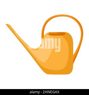 Annaffiatoio giallo isolato in stile piatto. Attrezzatura da giardino in plastica su sfondo bianco. Illustrazione vettoriale Illustrazione Vettoriale