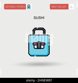 Icona del vettore sushi semplice. Illustrazione Vettoriale