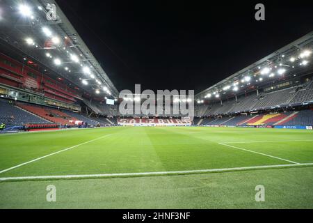 Primo: Fuvuball: Calcio: 02/16/2022 Champions League, stagione 2021/2022 fase KO, 1/8 finale, round di 16 RB Salisburgo - FC Bayern Monaco Red Bull Arena, stadio, da, RB Salisburgo, panoramica, panoramica interna, vuota, stadio Foto Stock