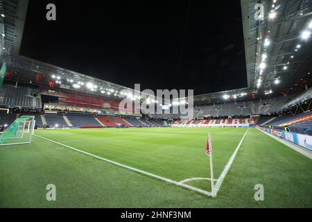 Primo: Fuvuball: Calcio: 02/16/2022 Champions League, stagione 2021/2022 fase KO, 1/8 finale, round di 16 RB Salisburgo - FC Bayern Monaco Red Bull Arena, stadio, da, RB Salisburgo, panoramica, panoramica interna, vuota, stadio Foto Stock