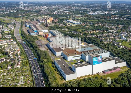 Vista aerea, stabilimento thyssenkrupp Steel Europe AG stabilimento Bochum e autostrada A40 a Westenfeld, Bochum, zona della Ruhr, Renania settentrionale-Vestfalia, Germania, Foto Stock