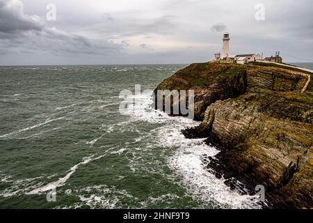 Faro di South Stack Angelsey Galles del Nord Foto Stock