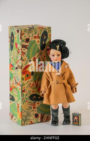 Felt character doll, Balilla, membro della Gioventù fascista Italiana.1932-1939, Lenci Factory, Torino, Italia, Foto Stock