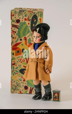 Felt character doll, Balilla, membro della Gioventù fascista Italiana.1932-1939, Lenci Factory, Torino, Italia, Foto Stock