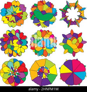 Illustrazione colorata della geometria sacra, icona. Composizione astratta di loto, fiore, petalo - illustrazione vettoriale di scorta, grafica clip-art Illustrazione Vettoriale