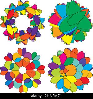 Illustrazione colorata della geometria sacra, icona. Composizione astratta di loto, fiore, petalo - illustrazione vettoriale di scorta, grafica clip-art Illustrazione Vettoriale