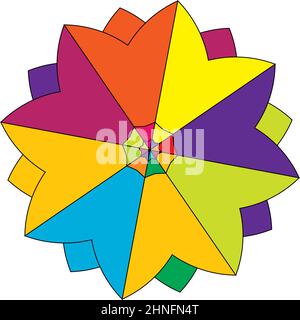 Illustrazione colorata della geometria sacra, icona. Composizione astratta di loto, fiore, petalo - illustrazione vettoriale di scorta, grafica clip-art Illustrazione Vettoriale