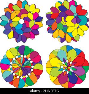 Illustrazione colorata della geometria sacra, icona. Composizione astratta di loto, fiore, petalo - illustrazione vettoriale di scorta, grafica clip-art Illustrazione Vettoriale