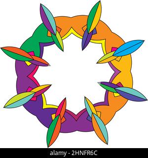 Illustrazione colorata della geometria sacra, icona. Composizione astratta di loto, fiore, petalo - illustrazione vettoriale di scorta, grafica clip-art Illustrazione Vettoriale