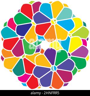 Illustrazione colorata della geometria sacra, icona. Composizione astratta di loto, fiore, petalo - illustrazione vettoriale di scorta, grafica clip-art Illustrazione Vettoriale