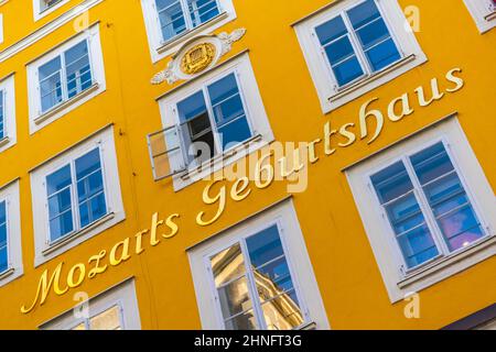 Casa natale di Mozart, Salisburgo, Salzburger Land, Austria Foto Stock