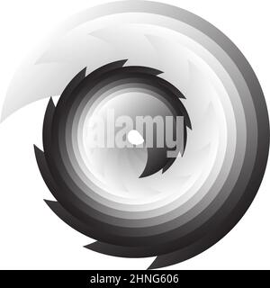 Spirale, turbolenza, turbolenza. Cerchio segmentato rotante, elemento di disegno circolare del cerchio di swoosh, vettore icona - illustrazione vettoriale di scorta, grafica clip-art Illustrazione Vettoriale
