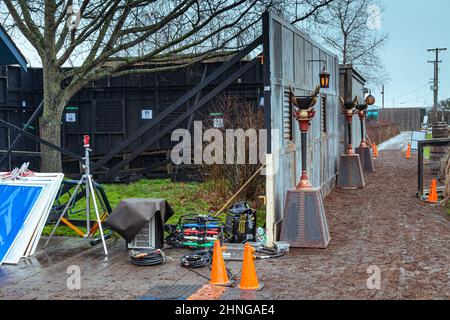 On location Filming in Steveston British Columbia Canada Foto Stock