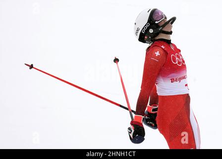 Pechino, Cina. 17th Feb 2022. Michelle Gisin, Svizzera reagisce dopo la parte slalom per prendere la medaglia d'oro nelle Alpi combinato alle Olimpiadi invernali a Pechino venerdì 17 febbraio 2022. Foto di Rick T. Wilking/UPI Credit: UPI/Alamy Live News Foto Stock