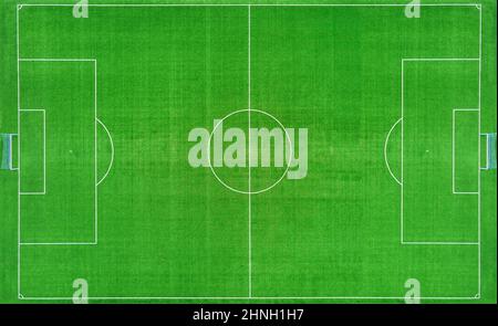 Vista dall'alto del campo da calcio con erba verde, vista dall'alto Foto Stock