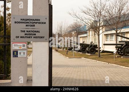 Ingresso al Museo Nazionale di storia militare di Sofia, Bulgaria Foto Stock