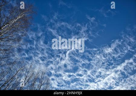 Nuvole di Fractus sul cielo blu Foto Stock