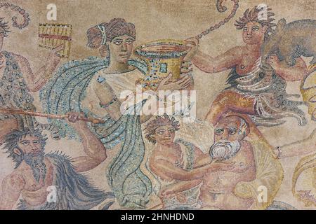 Mosaici romani nel sito archeologico di Nohales. Cuenca punto di riferimento, Spagna Foto Stock