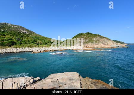 Yung Shue ha Beach a Shek Pai WAN, Isola di Lamma, Hong Kong. Foto Stock