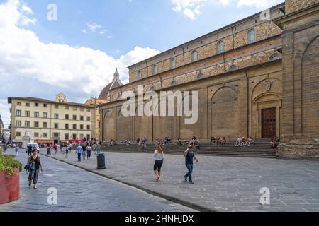 Piazza San Lorenzo, Basilica San Lorenzo, Firenze, Toscana, Italia, Europa Foto Stock
