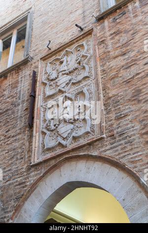 Via Aurelio Saffii, Rettorato dell'Università degli Studi, dettaglio, Urbino, Marche, Italia, Europa Foto Stock