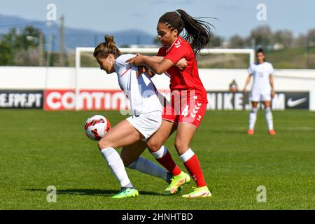 Lagos, Portogallo. 16th Feb 2022. Obaze Contrast Gireliduring la Coppa Algarve 2022 - Danimarca vs Italia. Italia vince il 1-0. (Foto di Andrea Amato/Pacific Press) Credit: Pacific Press Media Production Corp./Alamy Live News Foto Stock