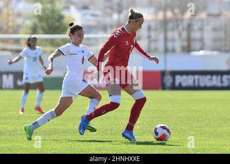 Lagos, Portogallo. 16th Feb 2022. Troelsgaard e Giugliano.durante la Coppa Algarve 2022 - Danimarca vs Italia. Italia vince il 1-0. (Credit Image: © Andrea Amato/Pacific Press via ZUMA Press Wire) Foto Stock