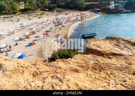 Spiaggia Cala Saona, Isole Balearis, Formentera, Spagna Foto Stock