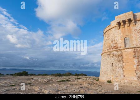 Torre de sa Punta prima, Isole Balearis, Formentera, Spagna Foto Stock