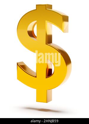 Segno del dollaro d'oro. Simbolo finanziario e commerciale. 3d rendering Foto Stock