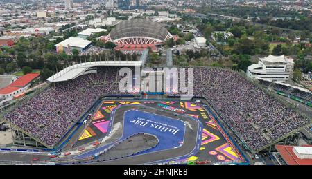 Veduta aerea dell'Autodromo Hermanos Rodriguez, circuito motoristico di Città del Messico, Messico Foto Stock