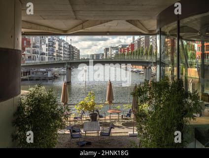 Edifici residenziali e commerciali nella zona di Westhabor, Francoforte, Germania Foto Stock