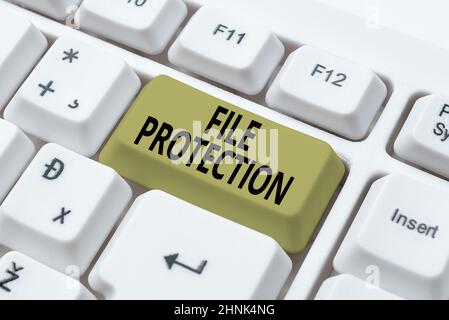 Scrittura manuale firma protezione file, Business Concept prevenire la cancellazione accidentale di dati utilizzando il supporto di memorizzazione Online Documentation Ideas, Uploading i Foto Stock