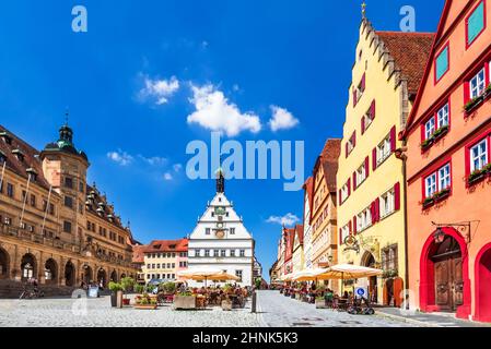Markplatz di Rothenburg ob der Tauber - Baviera, Germania Foto Stock