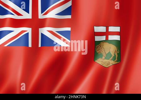 Bandiera della provincia di Manitoba, collezione di banner ondulati in Canada. Illustrazione 3D Foto Stock