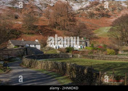 Cottage a basso Tilberthwaite vicino a Coniston in Cumbria Foto Stock