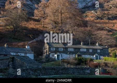 Cottage a basso Tilberthwaite vicino a Coniston in Cumbria Foto Stock