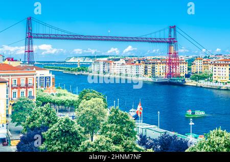 Vista del famoso ponte Vizcaya in Portugalete, Paesi Baschi, Spagna Foto Stock