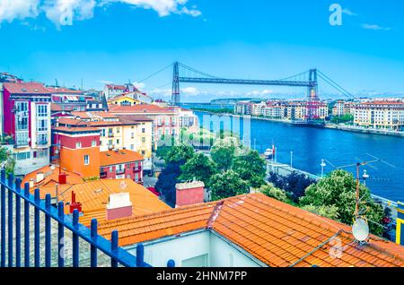 Vista del famoso ponte Vizcaya in Portugalete, Paesi Baschi, Spagna Foto Stock