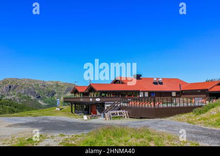 Fjellkafeen Red cafe capanna Skicenter Hemsedal Norvegia. Foto Stock