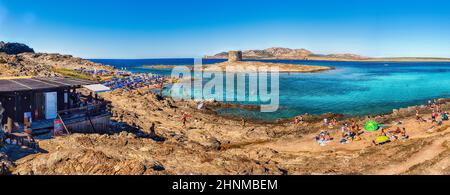 Spiaggia la Pelosa nel comune di Stintino, Sardegna, Italia Foto Stock