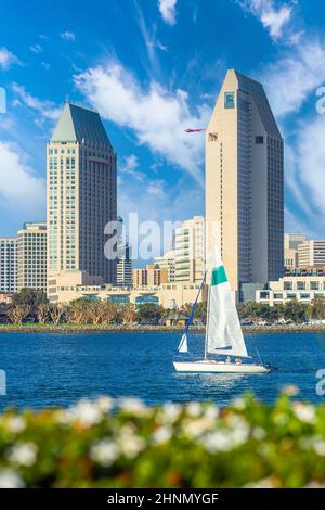 Downtown San Diego City skyline città paesaggio degli Stati Uniti Foto Stock